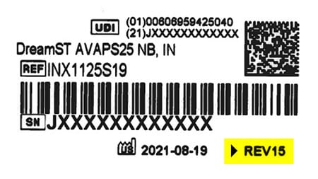 Exemple d’étiquette de produit indiquant le code de correction