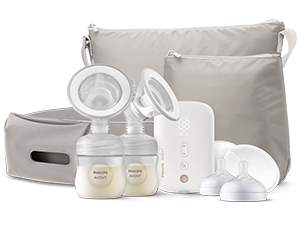 Double electric breast pump and nipples Philips Avent