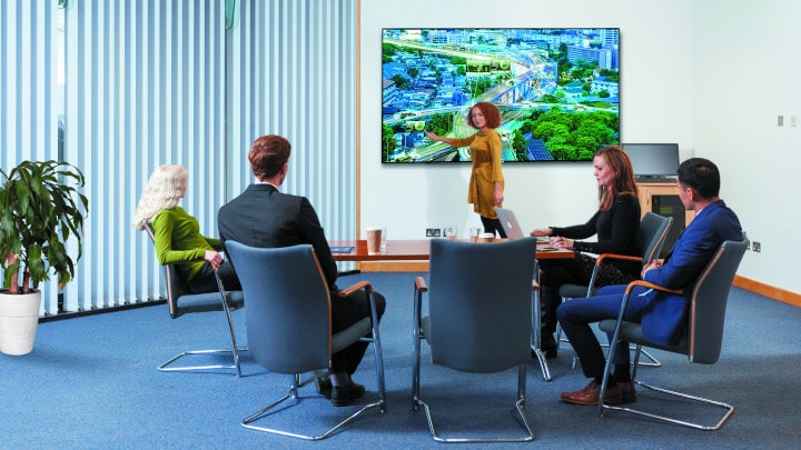 Display monitor in a corporate meeting room